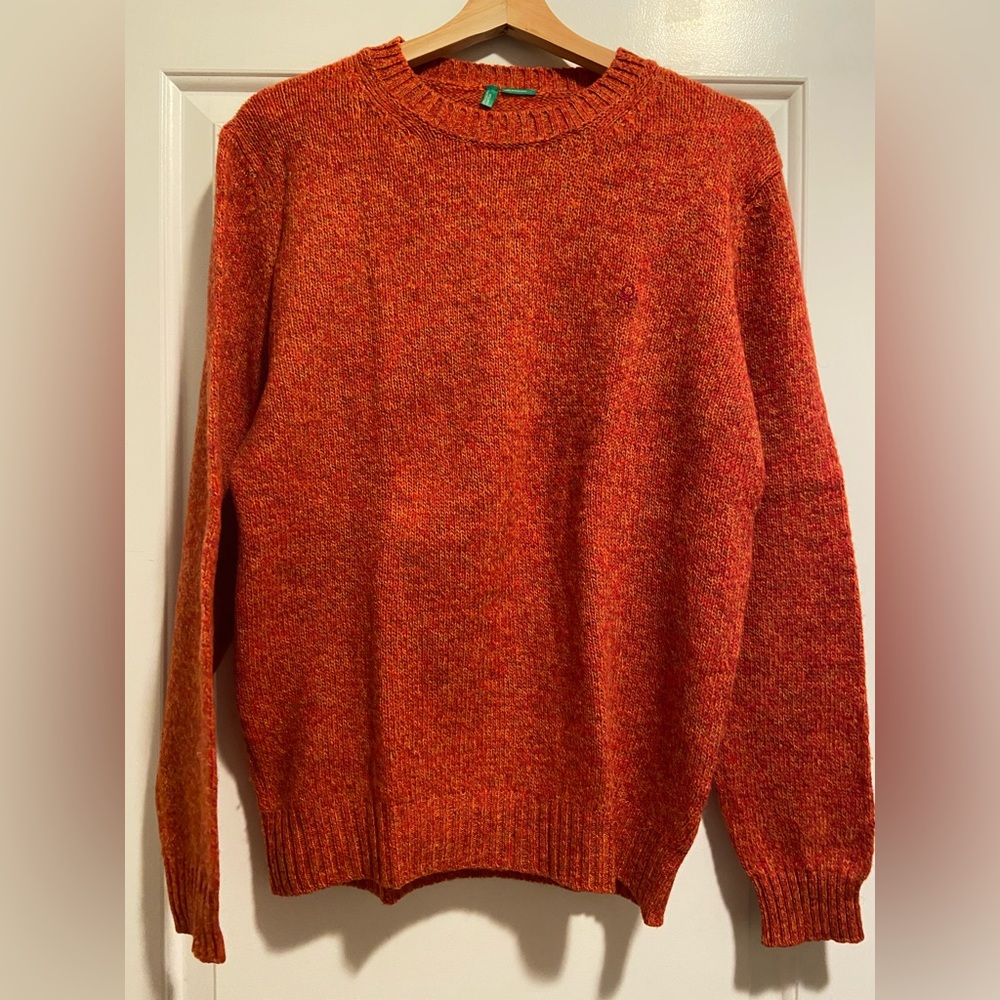 Men’s United Colors of Benetton Fall Autumn orange sweater, Medium
